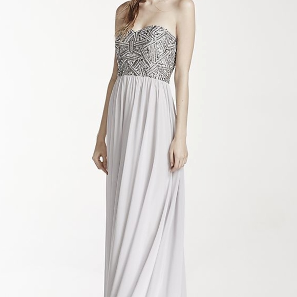 Strapless Geometric Beaded Prom Dress - Picture 3 of 4